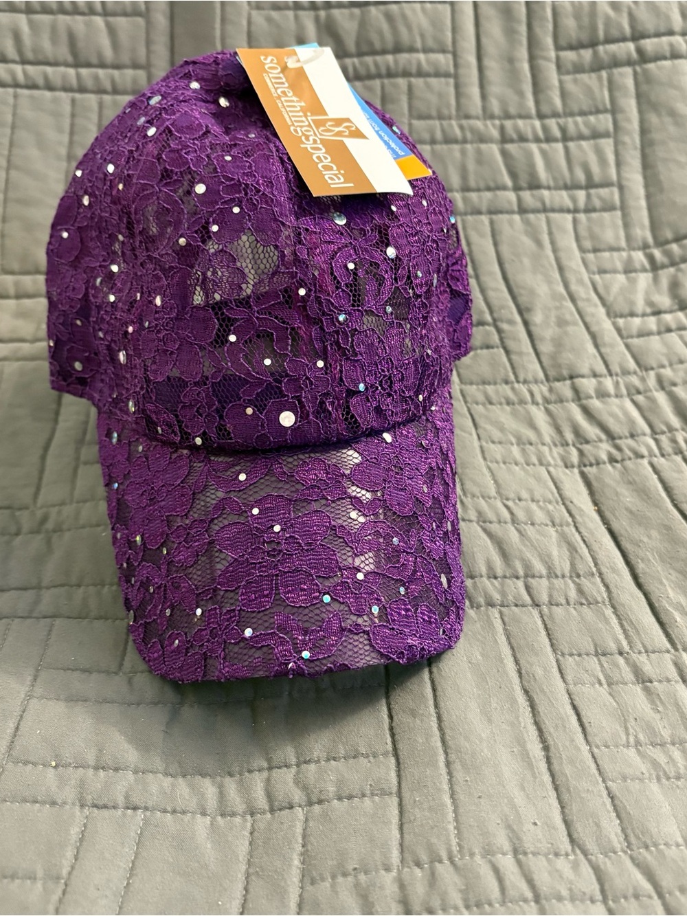 Something Special Purple Lace Sequin Women's Hat Baseball Cap Y2K Bridal